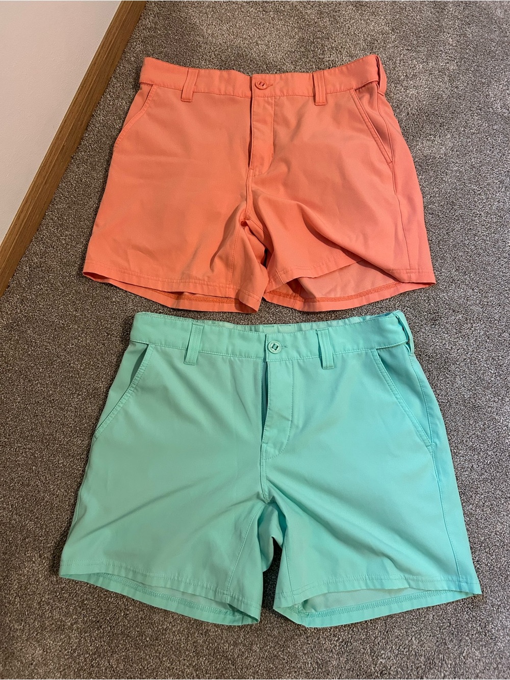 Huk Men's Coral and Aqua Performance Shorts